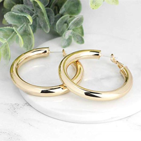 Fashion Gold Color Hoop Earrings Hypoallergenic High Polished Dangle Drop Minimalist Hoops Earrings for Women Girls