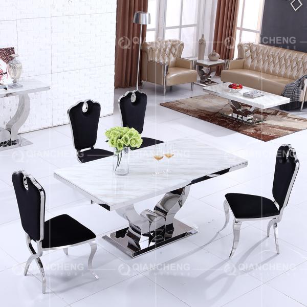 Modern 150x90x75cm 6 Seater Marble Top Dining Table Qiancheng Furniture