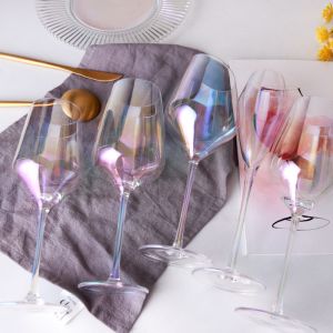 Electroplated Rainbow Wine Glass , Transparent Burgundy Wine Glass Decanter Set