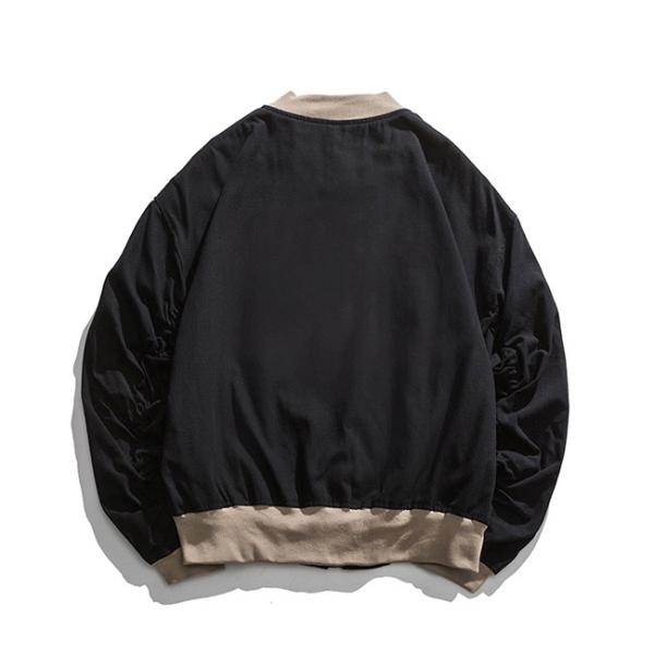 Autumn Winter Retro Stand Up Collar Jacket Loose Jet Printed Baseball Jacket