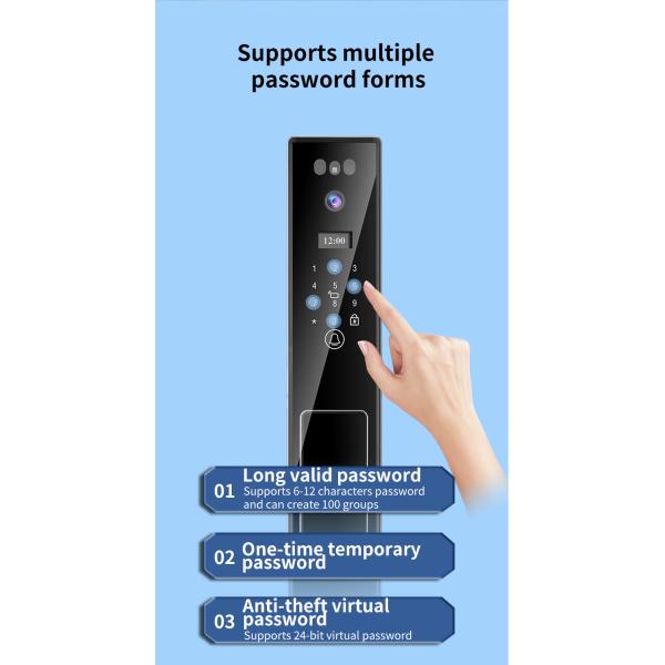 Face Recognition Door Lock Rechargeable Battery Tuya App With Video Calling