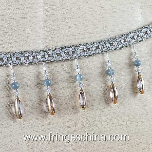 Handmade fashionable chain beads lace tassels fringes for curtain/sofa/pillow decoration