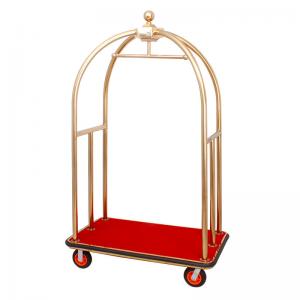 China Stainless Steel Hotel Luggage Cart With Wheels Hotel Luggage Trolley wholesale