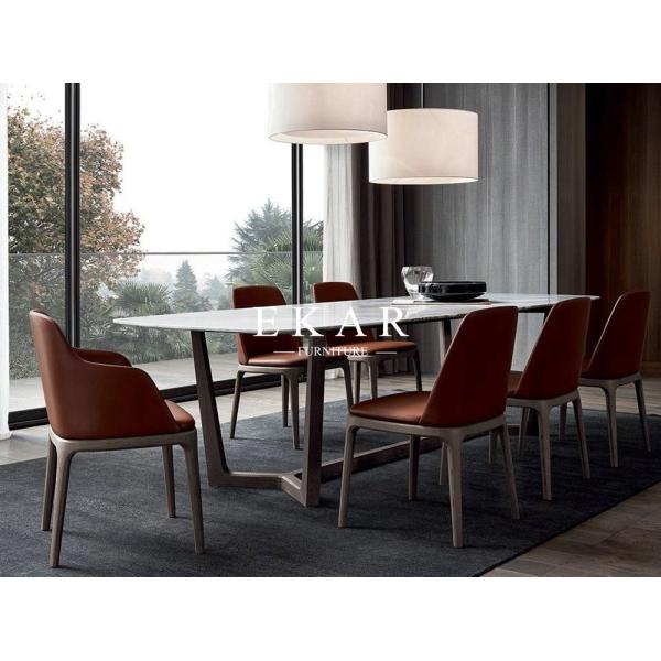 Luxury Designs Modern Italian White Marble Dining Table Set