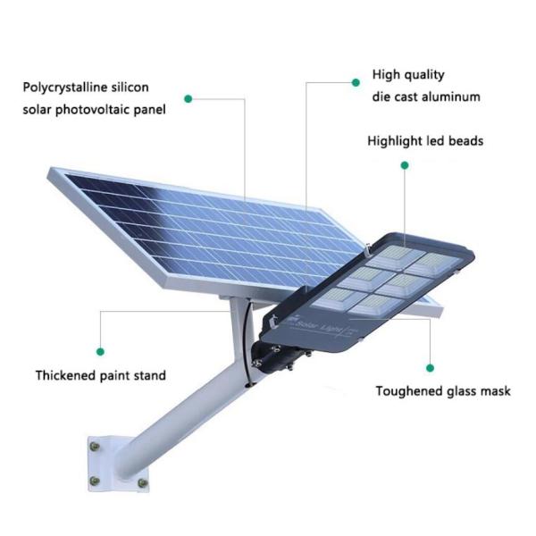 Exterior Pole All In One LED Solar Street Light 50w 100w 300w Install Height 3-6 Meters