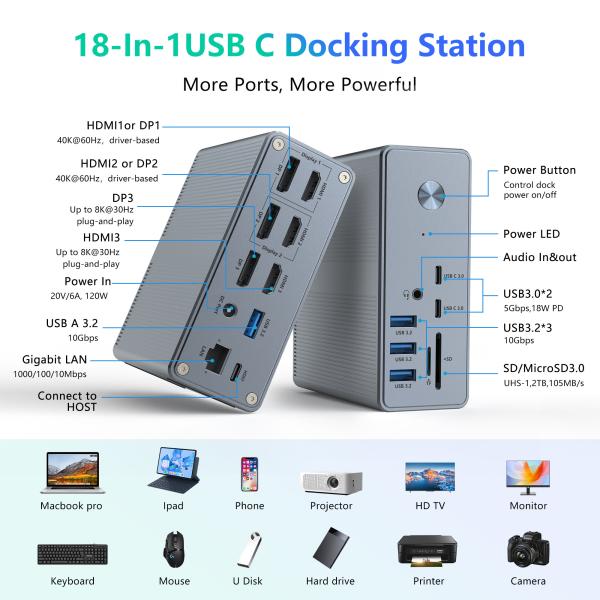 USB A Port Multi-functional Docking Station Performance with Cooling And Ventilation and Heat Dissipation