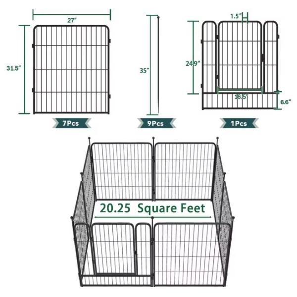 6pcs Folding Portable Metal Dog Playpen Puppy Outdoor Fence Kennel