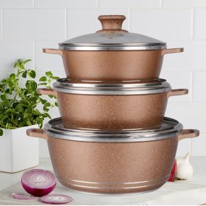 China Multifunction 6pcs Double Bottom Die Cast Nonstick Aluminum Cookware Set wholesale