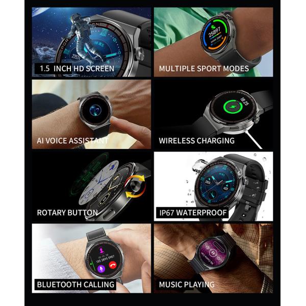 1.5inch 240x240 Body Temperature Waterproof Smart Watch 64MB
