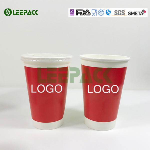 Eco friendly Cold Paper Cups With Plastic Straw And Lid , Large Medium Small Size