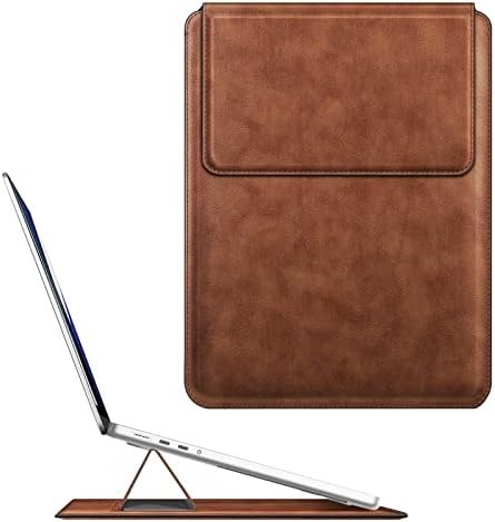 Laptop case MacBook Air 13.6M3 M2 A3113 A2681/MacBook Pro 14 A2992-PU Leather thin bag cover with stand function, brown