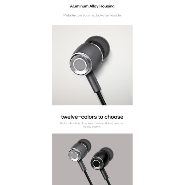 3.5MM Bass Ear Buds Without Mic Wired Earphone Microphone Metal Headphone TPE Cable