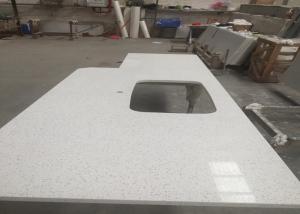 China Square Quartz Bathroom Worktops With Stainless Steel Sink Undermounted on sale