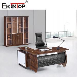 China Black Brown Glass Top On Wood Table With Metal Legs Home Office Furniture wholesale