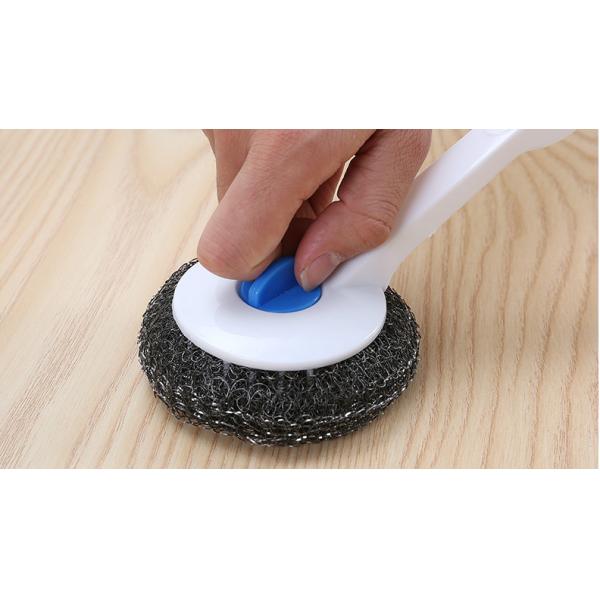 AISI 410 Stainless Steel Scrubber With Handle Removal Of Stubborn Stains