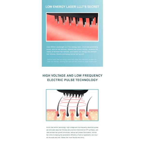 Home Use Mini Hair Comb Brush Improve Hair Growth ABS Stainless Steel Bar Massage Comb Brush