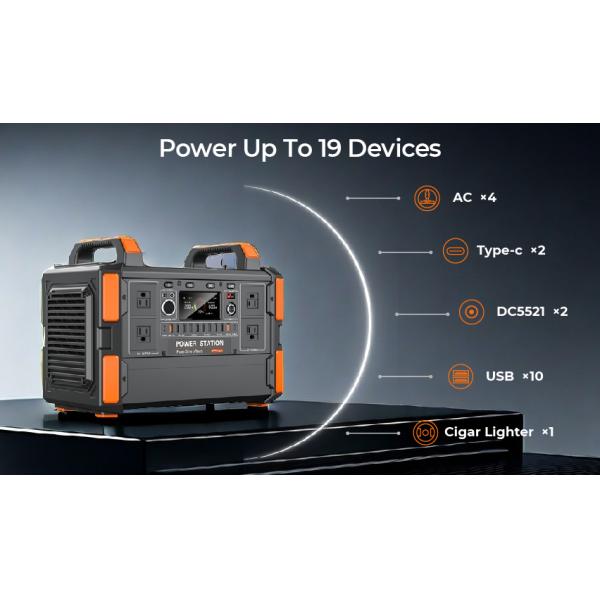 Multi-Function Solar Energy Storage 1200W Portable Power Station 110V 220V Lithium Battery Emergency Power Supply