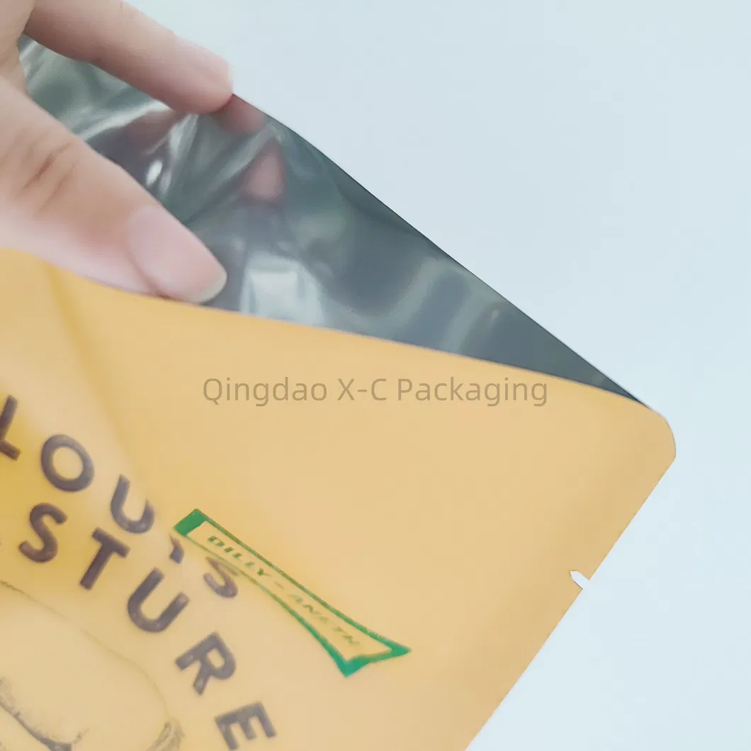 Three Side Seal Zipper Bag Matte Purple Mylar Flat Zip Lock Pouch Bag Food Packaging with Window