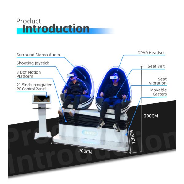 9D VR Chair Virtual Reality Glasses 2 Seater Egg Machine 3 Dof Platform Simulator Game Park Equipment