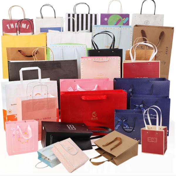 Promotional Gift Printed Kraft Paper Bag With Twisted Handle