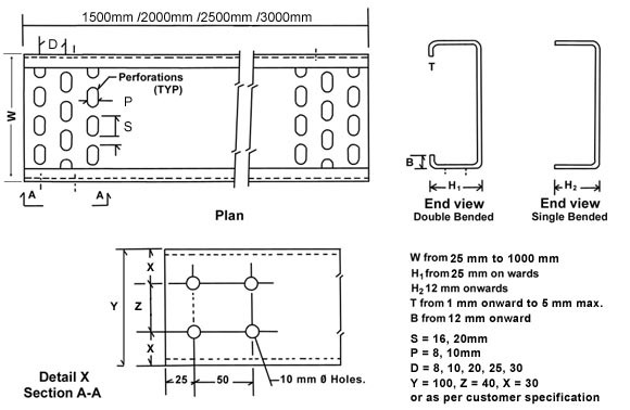 Adjustable Cable Tray Roll Forming Machine Galvanized Steel 600mm With Perforated Holes