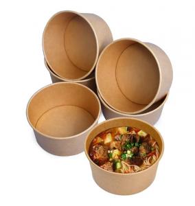 China Customized Disposable Heatable Food Packaging Boxes Round Kraft Paper Salad Plates Bowl wholesale
