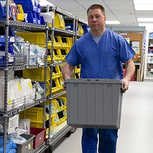 round trip totes reusable moving boxes plastic shipping industrial totes attached lid hinged lid 