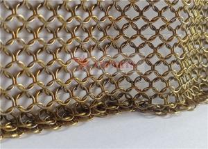 China Gold Color Chainmail Mesh Curtain Stainless Steel For Interior Design wholesale