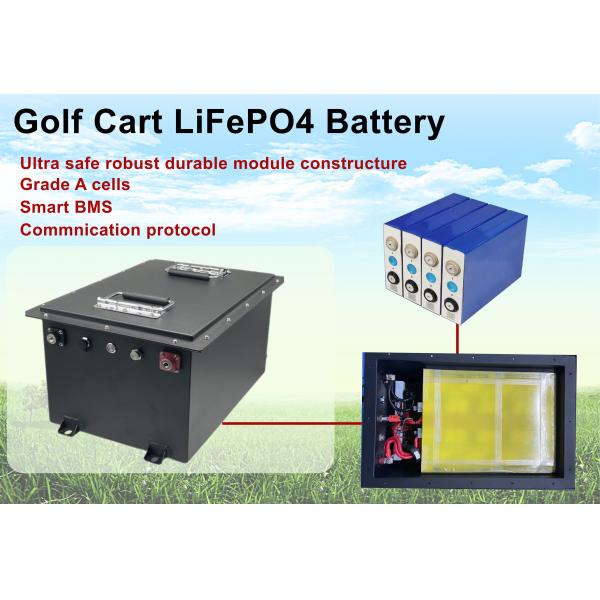 High Current Lithium Golf Cart Battery 48V 100Ah 200A LiFePO4 With LCD Display