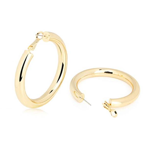 Fashion Gold Color Hoop Earrings Hypoallergenic High Polished Dangle Drop Minimalist Hoops Earrings for Women Girls