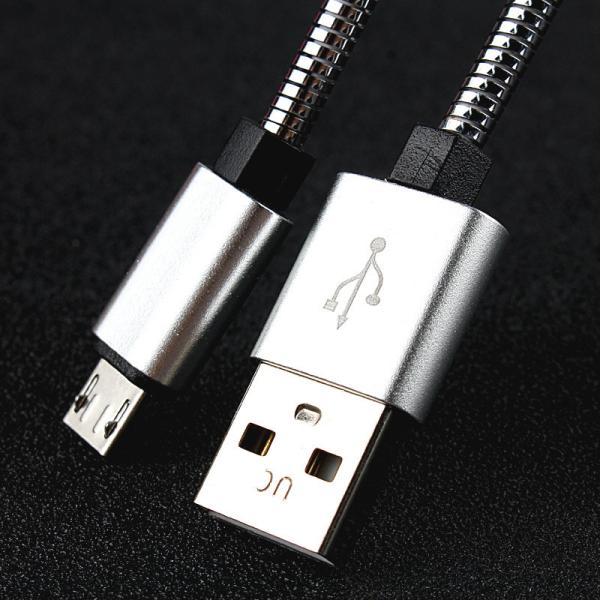 Spring stainless steel metal braided usb data charging cable for iphone for HUAWEI samsung android High speed