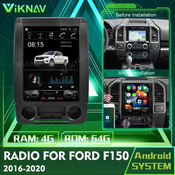 12.1 Inch Android Auto Screen Stereo For 2016-2020 Ford F150 Navigation GPS Multimedia DVD Player Wireless Carplay 4G