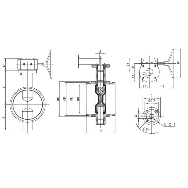 Ductile Iron Wafer Butterfly Valve Grooved End Type API 609 Class 125
