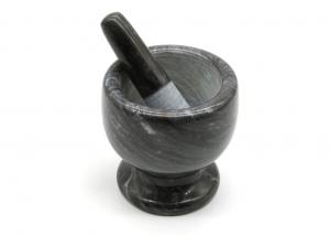 China Black Marble Stone Mortar And Pestle Set For Spices Grinder Moisture Resistant on sale