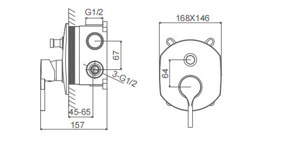 CONNE One Handle Wall Mounted Bath Shower Mixer Tap Resist Corrosion