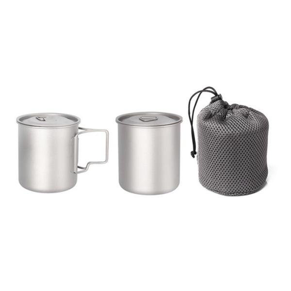 420ml Pure Titanium Cookware Ultralight Titanium Camping Pot Cup 90g Weight