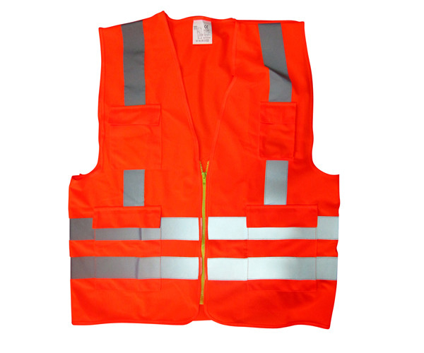 120 Grams Ansi Safety Orange Fluorescent Reflective Vest With Pockets