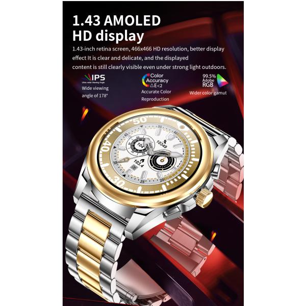 All Metal Amoled Bluetooth Calling Smartwatch Sports Mode Round Shape