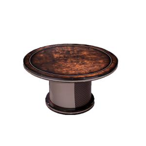China Royal Design Round Turntable Dining Table Burl Veneer Marble Tabletop wholesale