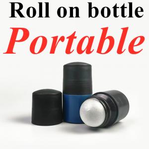 China 50ml Black Empty HDPE plastic roller ball Plastic Roll on Deodorant Antiperspirant Bottle with Black Lid wholesale