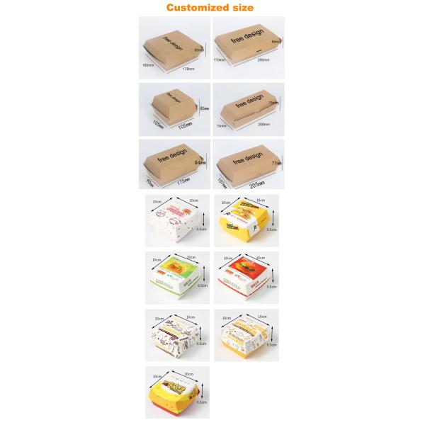 Fully Recyclable Folding Cardboard Hamburger Boxes Cookie Packaging