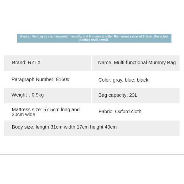 23L Embroidered Large Capacity Diaper Bag Backpack 0.9kg