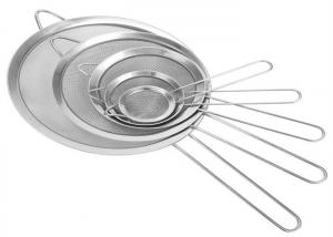 China 20cm Diameter Stainless Steel Fine Mesh Strainers With Wide Resting Ear on sale