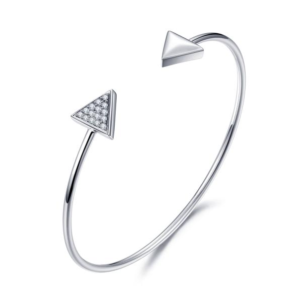 Rhodium Plated Cupid'S Arrow Bracelet 3.0mm White Gold Bangle Womens