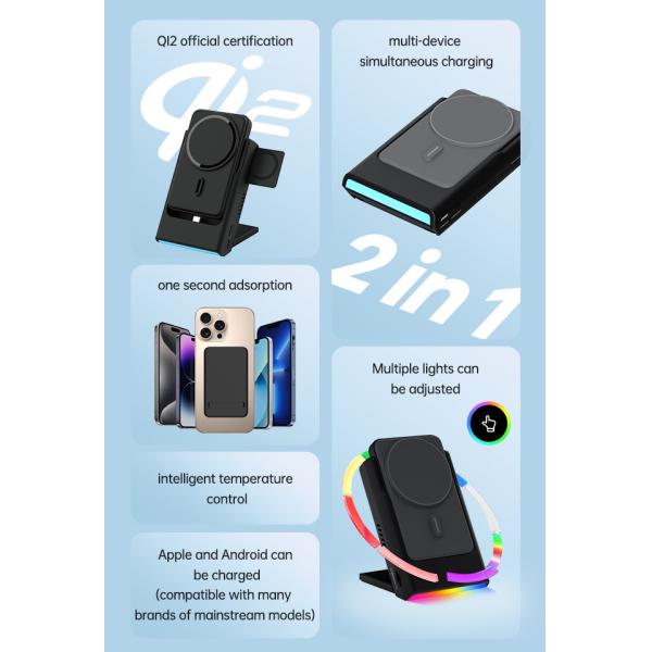 Folding Wireless Iphone 15 Pro Max Charger Power Bank Apple Magnetic Charger