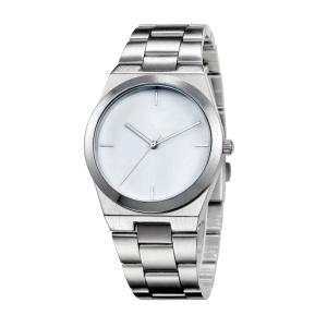 PC21S Movement Mens Silver Quartz Waterproof Wristwatch With White Face