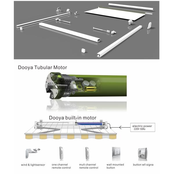 90% UV Resistant Electric Sun Shade Canopy , Acrylic Roof Modern Electric Awning