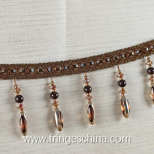 Handmade fashionable chain beads lace tassels fringes for curtain/sofa/pillow decoration