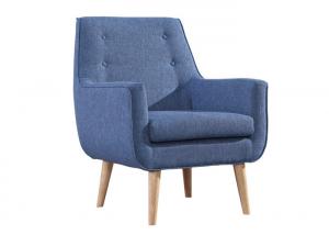 China Removable Seat Arm Chair Fabric Cover Wooden Legs Blue Accent Armchair wholesale