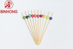 China Disposable Colorful Flower 12CM Beaded Toothpicks on sale